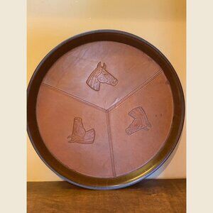 Vintage Bolta USA Leather & Plastic Tray With Embossed Horse Designs